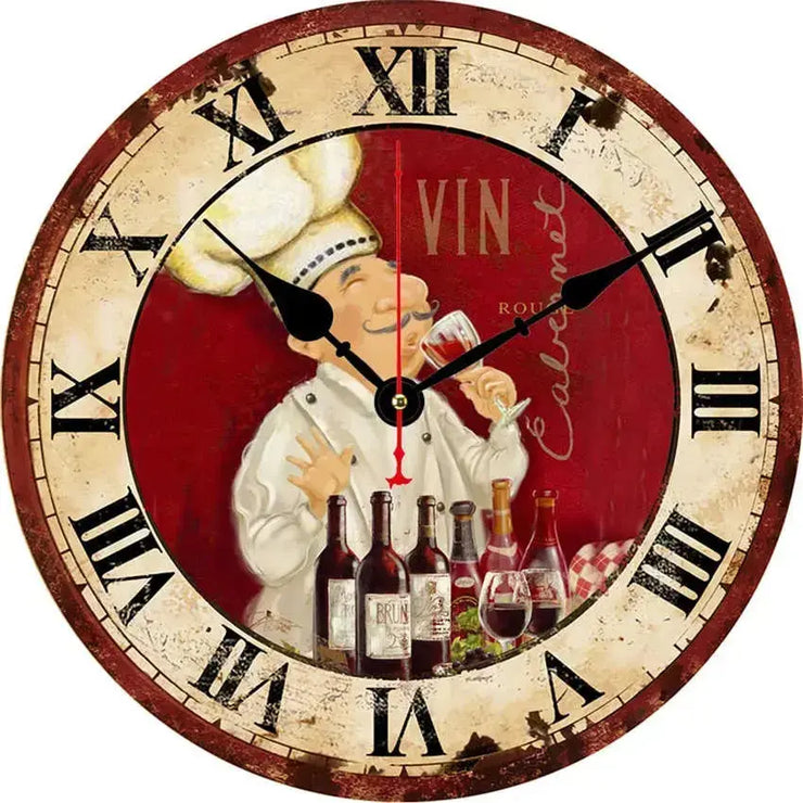 Horloge Murale Vintage Vin Rouge Horloges Déco Murale Express