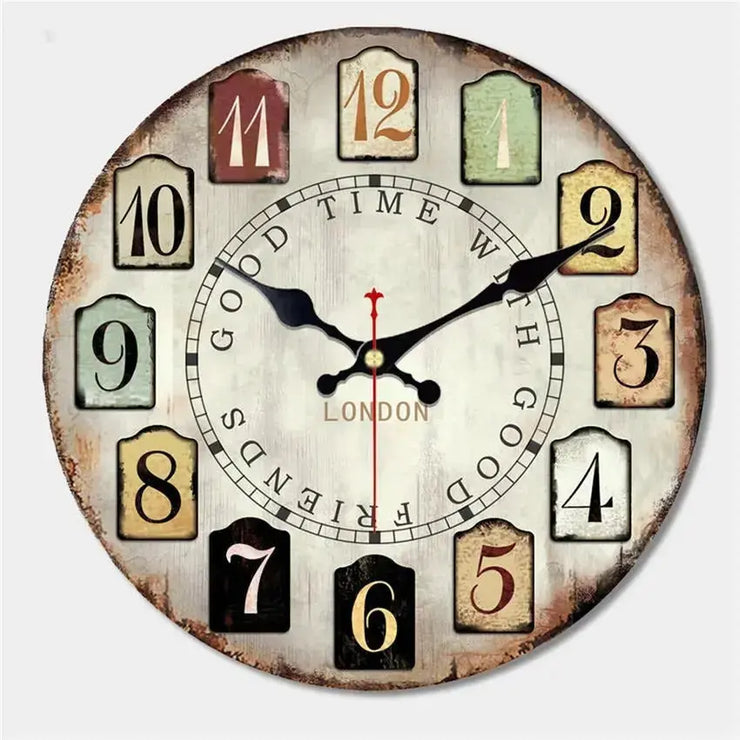 Horloge Vintage Chiffres Multicolores Horloges Déco Murale Express