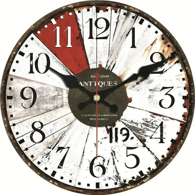Horloge Vintage Design Antique Blanc et Rouge Horloges Déco Murale Express