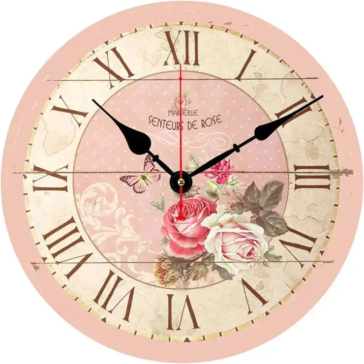 Horloge Vintage Fond Rose Horloges Déco Murale Express