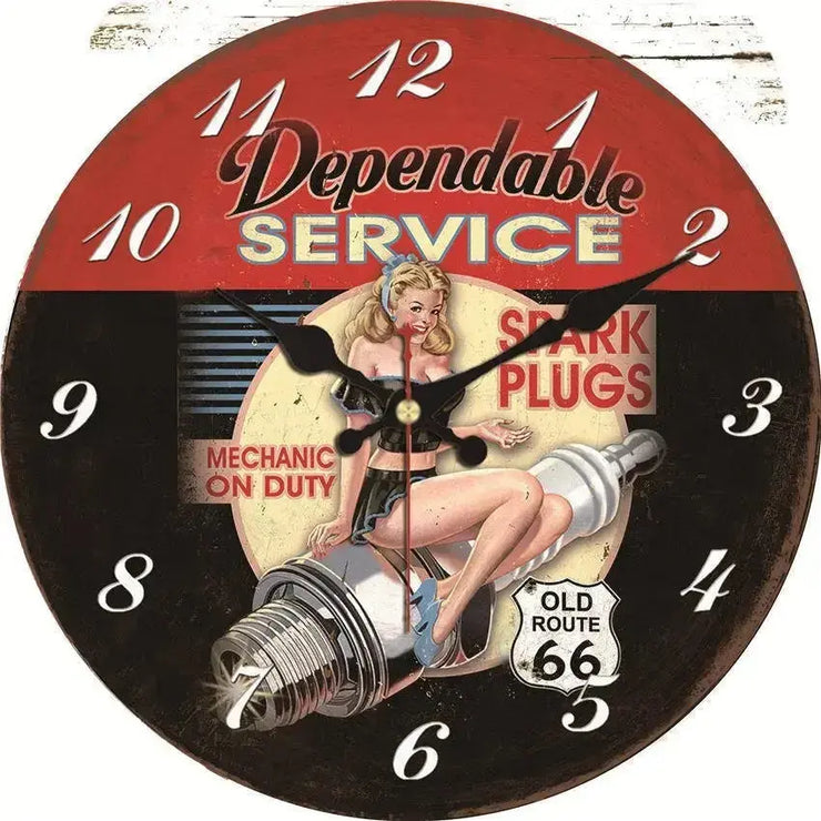 Horloge Vintage Garage Pin-Up Horloges Déco Murale Express