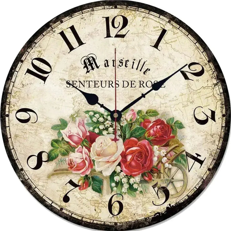 Horloge Vintage Senteur de Rose Horloges Déco Murale Express