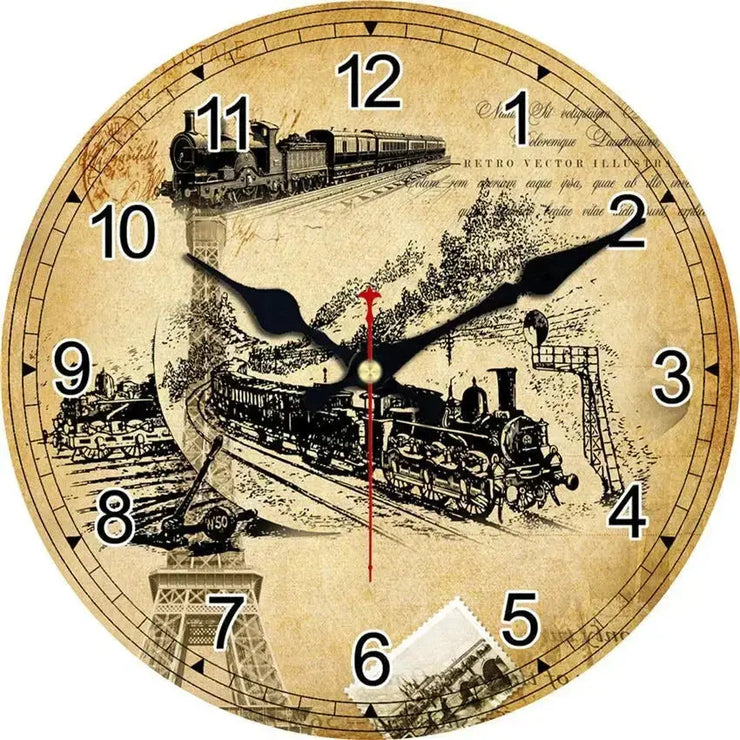 Horloge Vintage Train Rétro Horloges Déco Murale Express