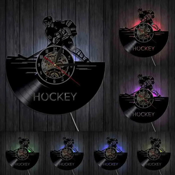 Horloge Vinyle Hockey LED Horloges Déco Murale Express