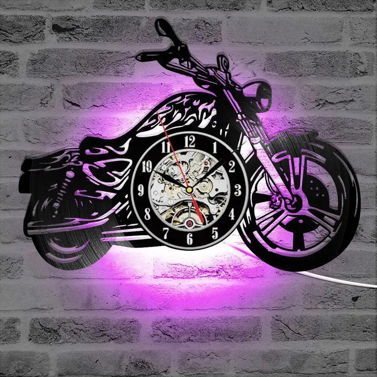 Horloge Vinyle Moto LED Horloges Déco Murale Express