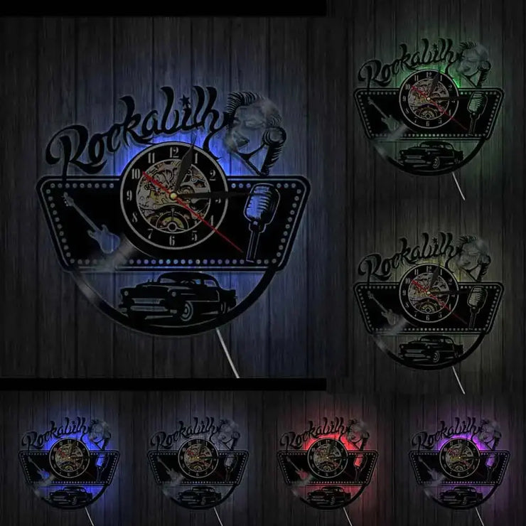 Horloge Vinyle Rockabilly LED Horloges Déco Murale Express