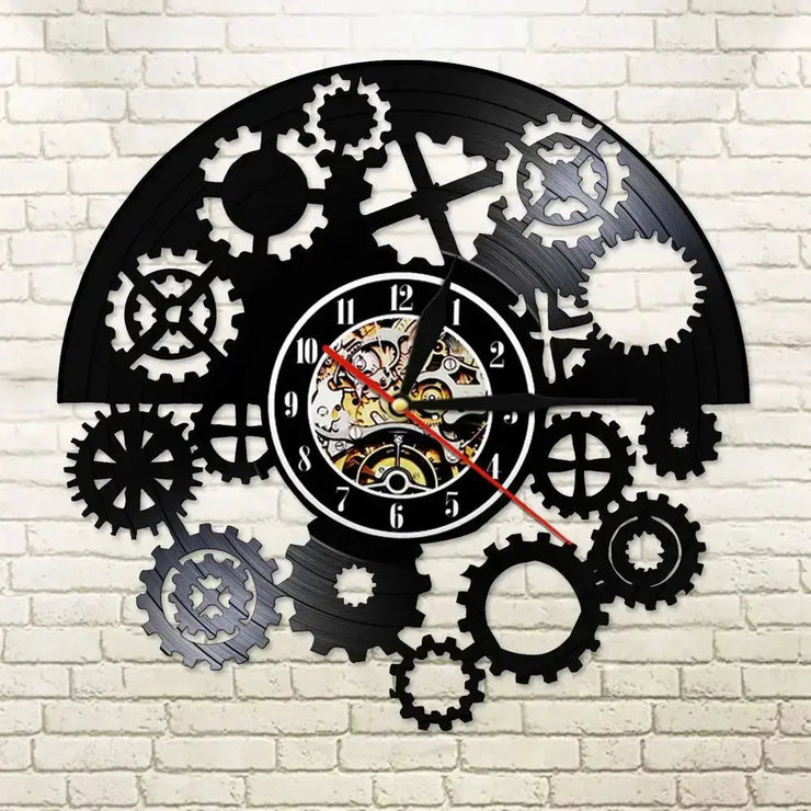Horloge Vinyle Steampunk LED Horloges Déco Murale Express