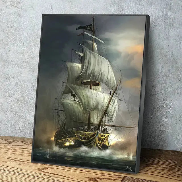Tableau Bateaux Pirates - Assaut doré Tableaux, T-original Déco Murale Express