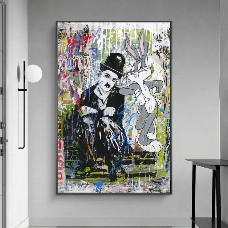 Tableau Chaplin X Bugs Bunny Tableaux, T-original Déco Murale Express