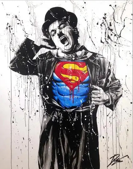 Tableau Chaplin X Superman Tableaux, T-original Déco Murale Express