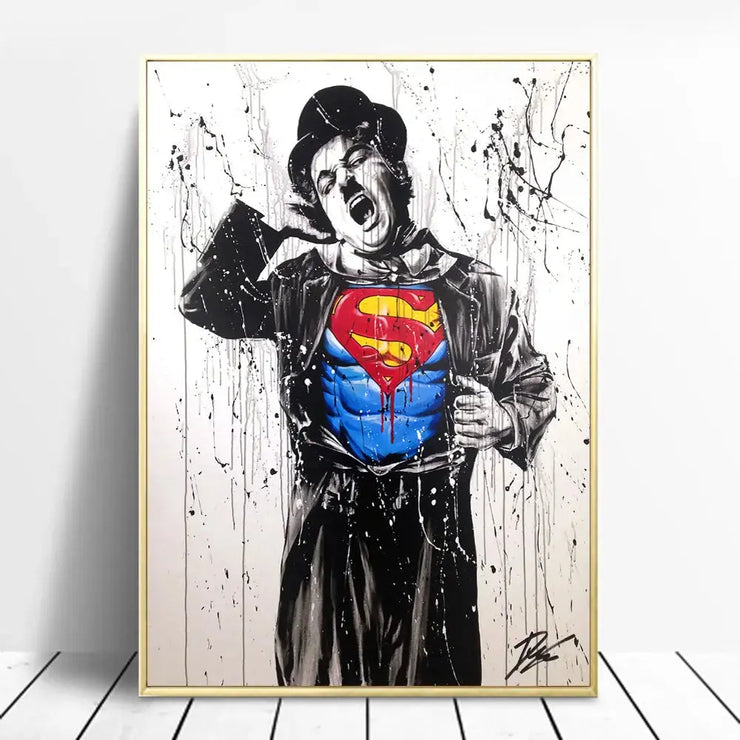 Tableau Chaplin X Superman Tableaux, T-original Déco Murale Express
